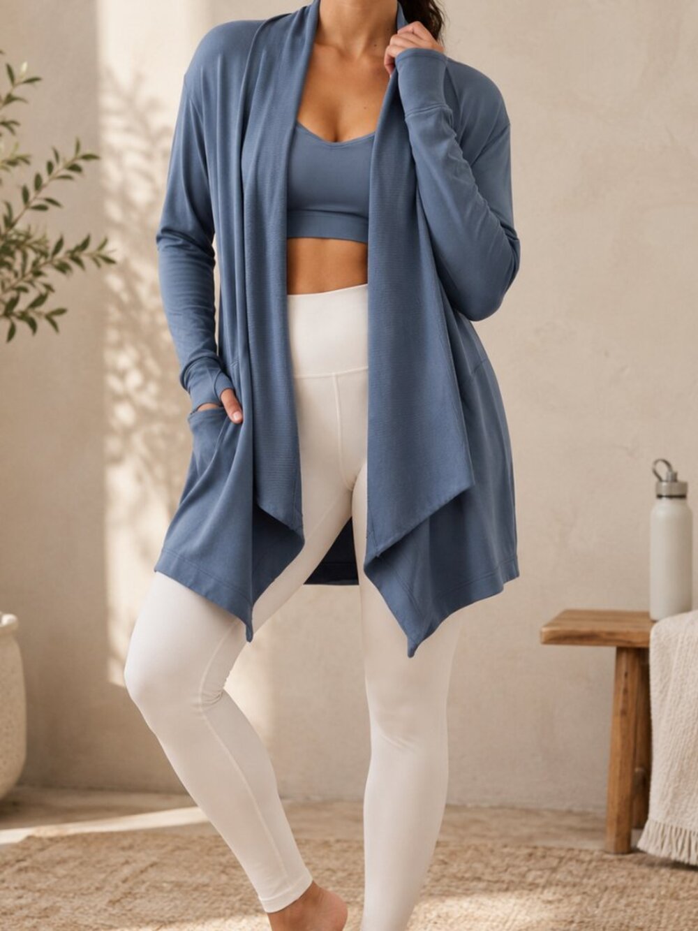 Athleta Pranayama Restore Rib Wrap Cardigan Shadow Blue Small 882498